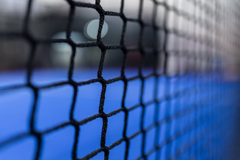 Tennis net on indoor court